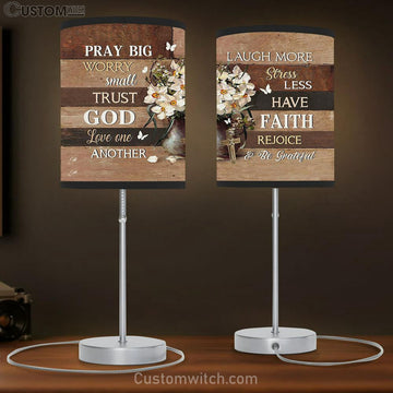 Daffodil Flower Pray Big Worry Small Trust God Table Lamp Gift - Bible Verse Table Lamp - Religious Bedroom Decor