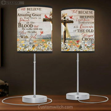 Daisy Field, Cardinal, I Still Believe In Amazing Grace Jesus Table Lamp