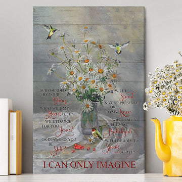 Daisy Hummingbird Cranberry I Can Only Imagine Canvas Art - Christian Art - Bible Verse Wall Art - Religious Home Decor