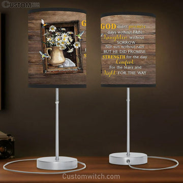 Daisy Hummingbird God didn't promise days without pain Table Lamp Gift - Bible Verse Table Lamp - Religious Bedroom Decor