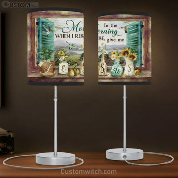Daisy Hummingbird In The Morning When I Rise Give Me Jesus Table Lamp Gift - Bible Verse Table Lamp - Religious Bedroom Decor
