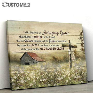 Daisy field I still believe in Grace Canvas Wall Art - Bible Verse Canvas - Religious Prints