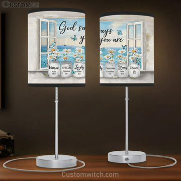 Daisy flower God says you are Table Lamp Gift - Bible Verse Table Lamp - Religious Bedroom Decor