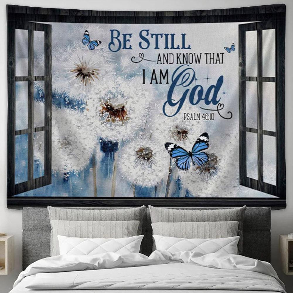 Dandelion Butterfly Be Still And Know Tapestry Wall Art Print - Christian Wall Decor