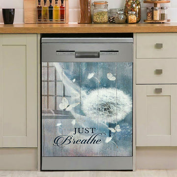 Dandelion Crystal Butterfly Bible Verse, Just Breathe Dishwasher Cover, Christian Dishwasher Magnet Cover, Bible Verse Kitchen Decor