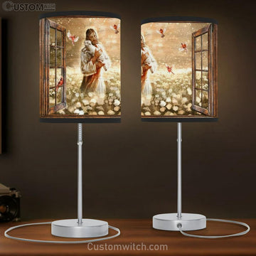 Dandelion Field Jesus Holding Lamp Cardinal Table Lamp
