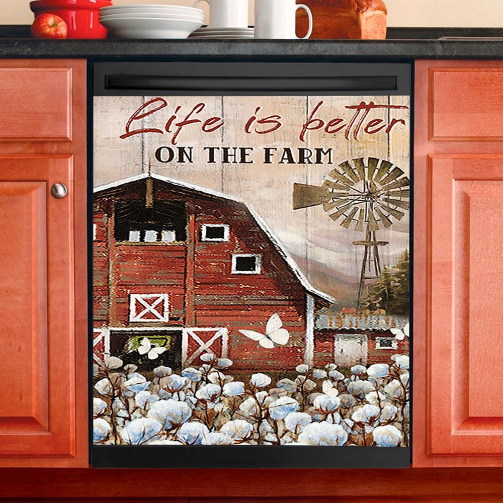 Dandelion Field Life Is Better On The Farm Dishwasher Cover, Christian Dishwasher Magnet Cover, Religious Home Decor