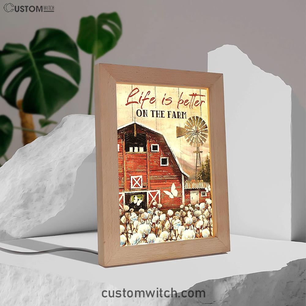 Dandelion Field Life Is Better On The Farm Frame Lamp - Christian Art - Religious Home Decor