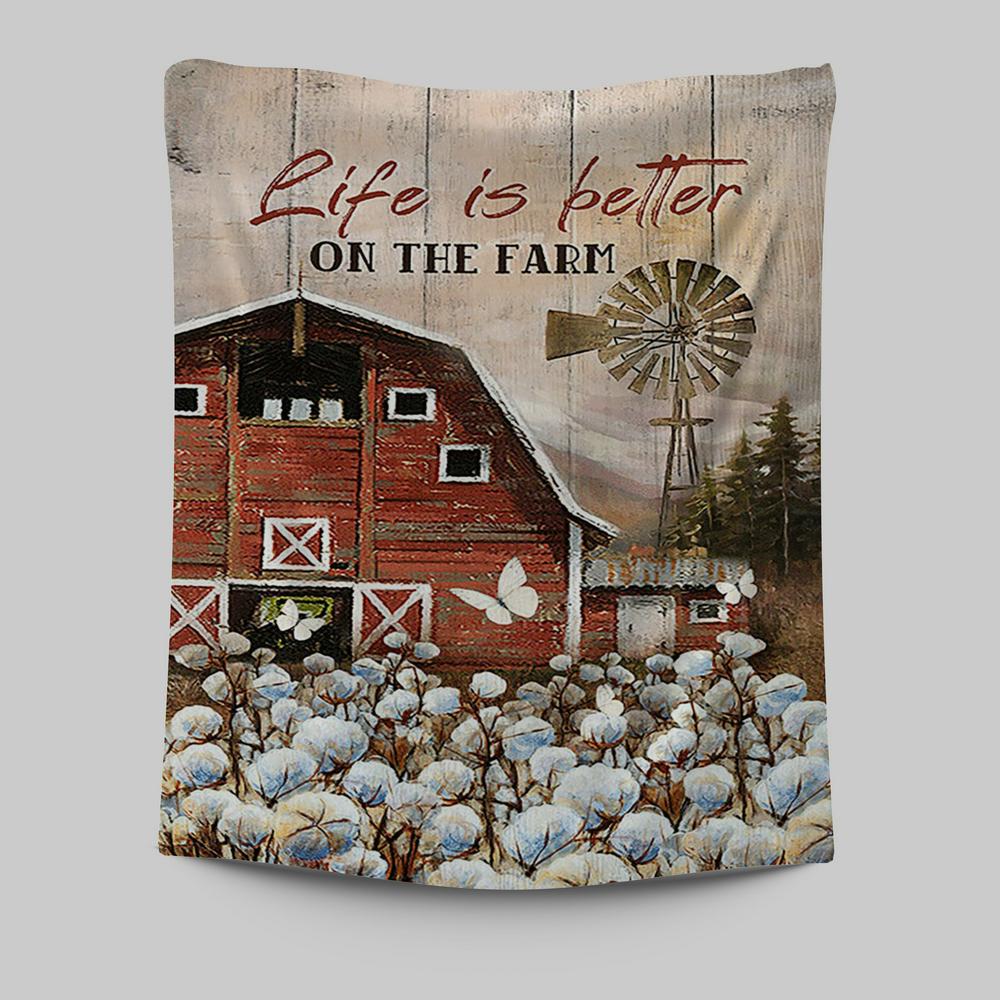 Dandelion Field Life Is Better On The Farm Tapestry - Christian Wall Art - Religious Home Decor