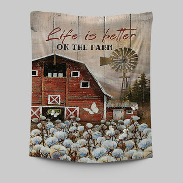 Dandelion Field Life Is Better On The Farm Tapestry - Christian Wall Art - Religious Home Decor