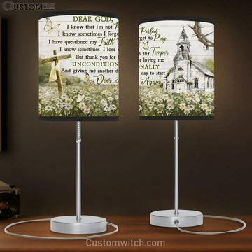 Dear God I Know That I'm Not Perfect Daisy Flower Large Table Lamp Art - Christian Lamp Gift Home Decor - Religious Table Lamp Prints