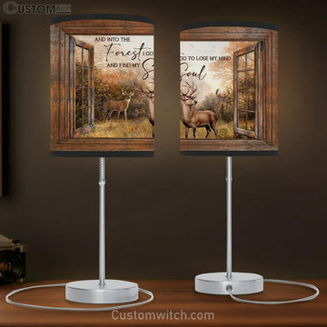 Deer Into The Forest I Go Table Lamp Prints - Religious Table Lamp Art - Christian Home Decor
