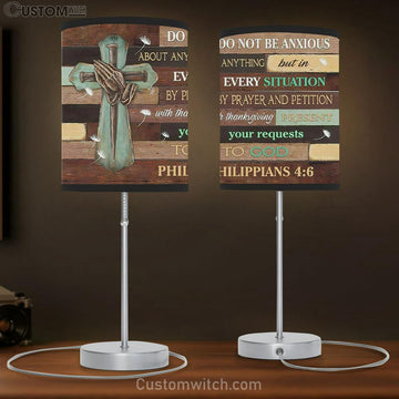 Do Not Be Anxious About Anything Philippians 46 Niv Bible Verse Table Lamp Gift - Christian Bedroom Decor