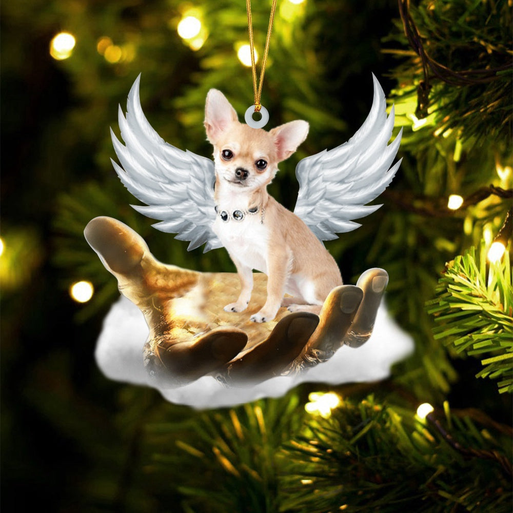 Dog Christmas Ornament, Chihuahua 2 On The Hands Of Jesus Ornament, Pet Christmas Ornaments