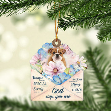 Dog Christmas Ornament, English Bulldog God Says You Ornament, Pet Christmas Ornaments