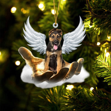 Dog Christmas Ornament, German Shepherd On The Hands Of Jesus Ornament, Pet Christmas Ornaments