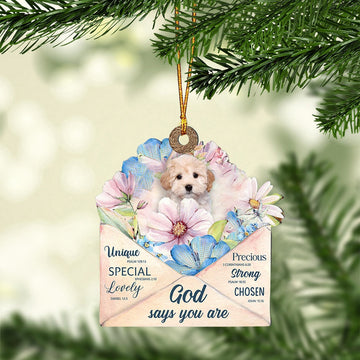 Dog Christmas Ornament, Maltipoo God Says You Ornament, Pet Christmas Ornaments