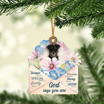Dog Christmas Ornament, Miniature Schnauzer God Says You Ornament, Pet Christmas Ornaments