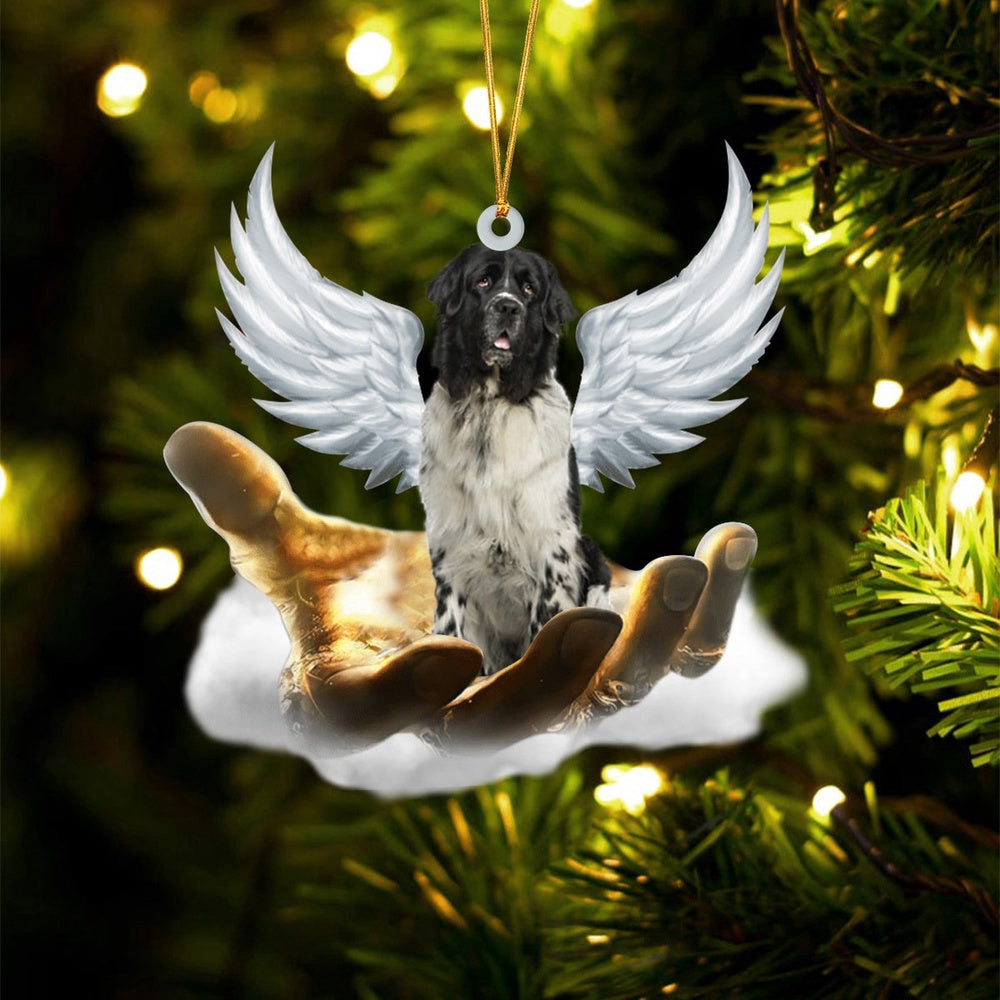 Dog Christmas Ornament, Newfounderland On The Hands Of Jesus Ornament, Pet Christmas Ornaments