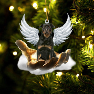 Dog Christmas Ornament, Rottweiler 2 On The Hands Of Jesus Ornament, Pet Christmas Ornaments