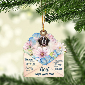 Dog Christmas Ornament, St Bernard God Says You Ornament, Pet Christmas Ornaments