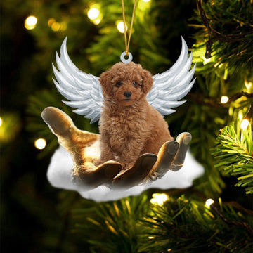 Dog Christmas Ornament, Toy Poodle On The Hands Of Jesus Ornament, Pet Christmas Ornaments