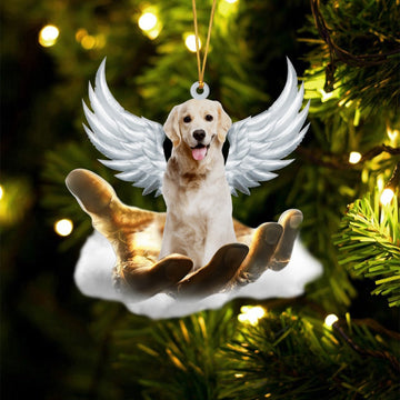 Dog Christmas Ornament, White Golden Retriever On The Hands Of Jesus Ornament, Pet Christmas Ornaments