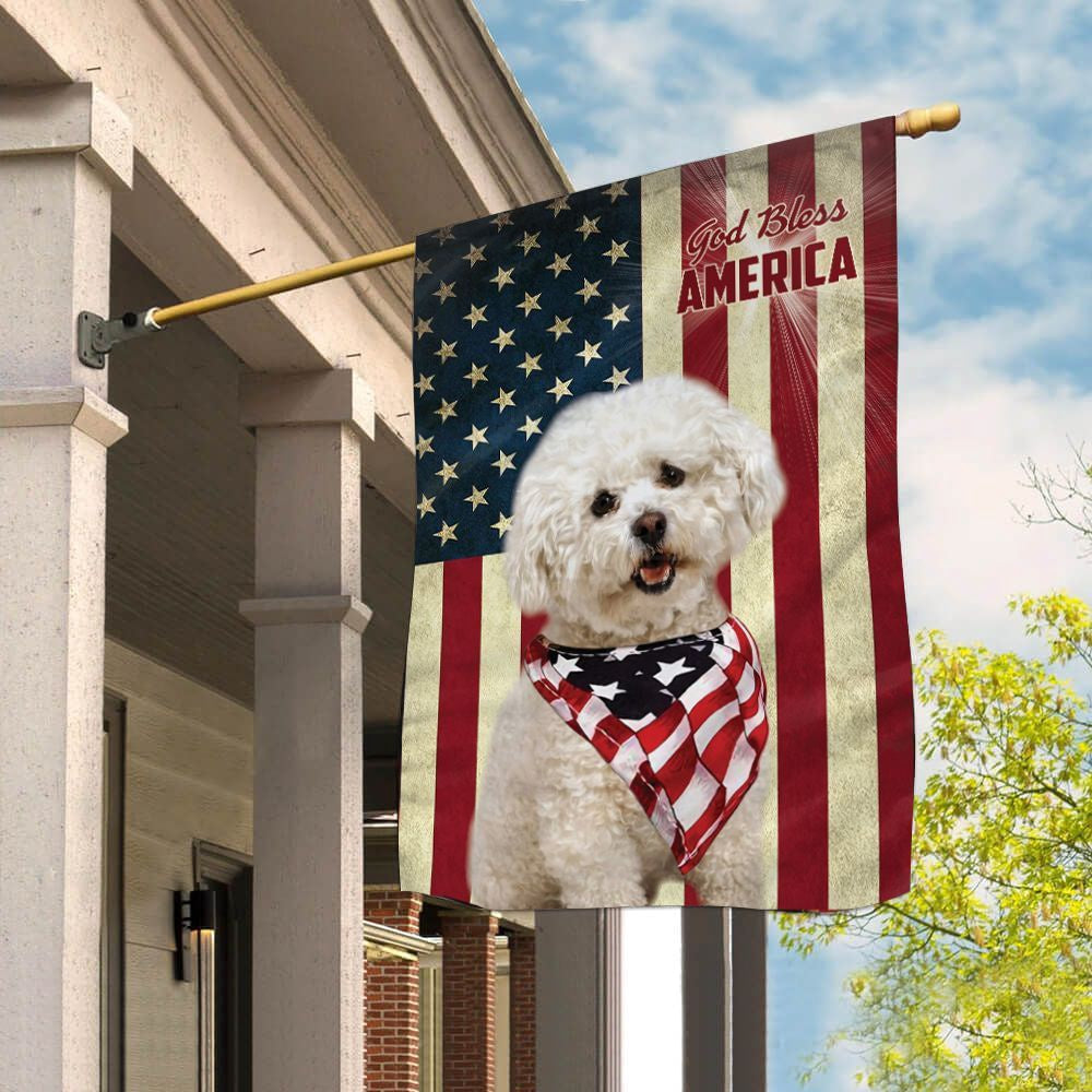 Dog Garden Flags, Bichon Fris�� God Bless House Flag, Dog Flags For House, Dog Owner Gift
