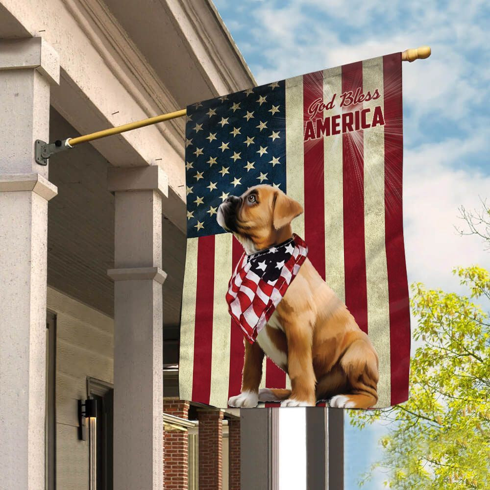 Dog Garden Flags, Boxer God Bless House Flag, Dog Flags For House, Dog Owner Gift