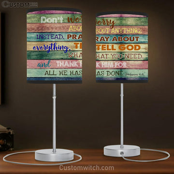 Don���t Worry About Anything Table Lamp Print - Bible Verse Lamp Gift - Christian Bedroom Decor
