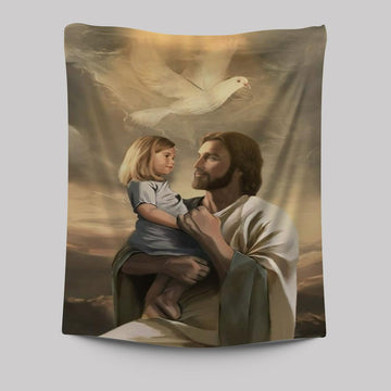 Dove Jesus Painting Jesus With Child Tapestry