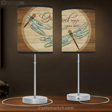 Dragonfly God says you are Table Lamp Gift - Bible Verse Table Lamp - Religious Bedroom Decor