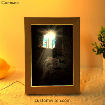 Easter Morning Golgotha Hill Cross Resurrection Frame Lamp Prints - Religious Frame Lamp Art - Christian Decor