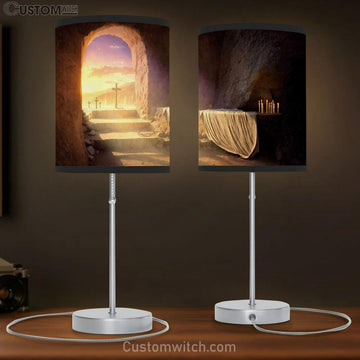 Empty Tomb Christ With Crucifixes Table Lamp Pictures - Faith Art - Christian Table Lamp Gift Decor