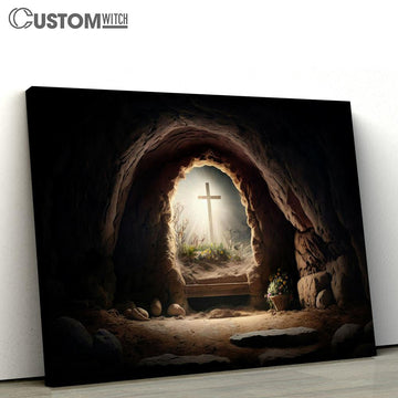 Empty Tomb Jesus Christ Easter Canvas Pictures - Faith Art - Christian Canvas Wall Art Decor