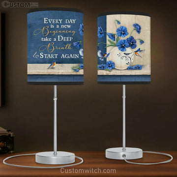 Every Day Is A New Beginning Blue Pansy Lamp Gift Table Lamp - Christian Lamp Gift - Religious Art