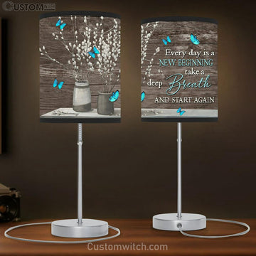Every Day Is A New Beginning Butterfly Large Table Lamp Art - Christian Lamp Gift Home Decor - Religious Table Lamp Prints