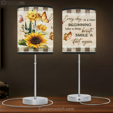 Every Day Is A New Beginning Butterfly Sunflowers Table Lamp Gift - Christian Bedroom Decor