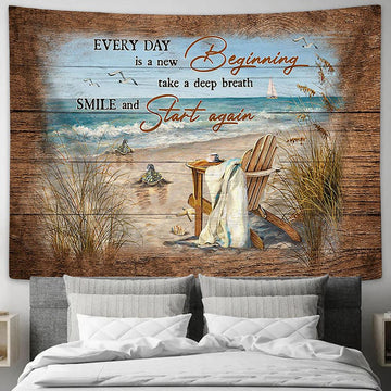 Every Day Is A New Beginning Sea Turtle Wall Art Tapestry - Christian Wall Art - Religious Art