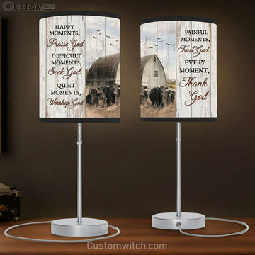 Every Moment Thank God Aberdeen Angus Tranquil Farm Table Lamp Gift - Bible Verse Table Lamp - Religious Bedroom Decor
