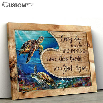 Every day is a new beginning Sea turtle Canvas Wall Art - Bible Verse Canvas - Religious Prints