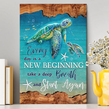 Everyday Is A New Beginning Turtles Canvas Wall Art - Christian Wall Art Decor - Religious Canvas Prints