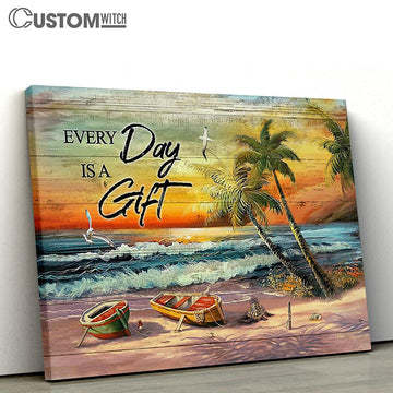 Everyday is a gift Brilliant beach Seagull Canvas Wall Art - Bible Verse Canvas - Religious Prints