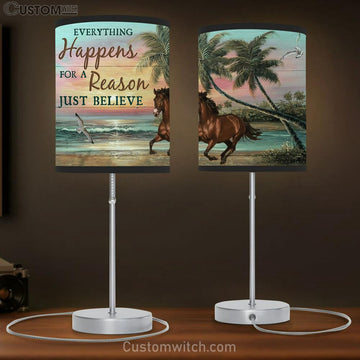 Everything Happens For A Reason Running Horse Table Lamp Prints - Christian Lamp Gift - Religious Home Decor