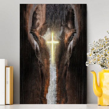 Face Of Horse Beautiful Cross Canvas Art - Bible Verse Wall Art - Christian Inspirational Wall Decor