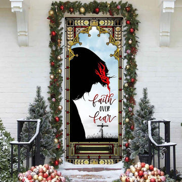 Faith Over Fear Door Cover, Christian Door Decor, Door Christian Church, Christian Door Plaques