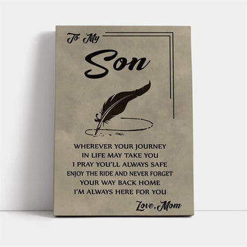 Family Canvas Mom To Son Wherever Your Journey, Mother's Day Canvas Art, Gift For Mom, Birthday Gift, Mother's Day Wall Art