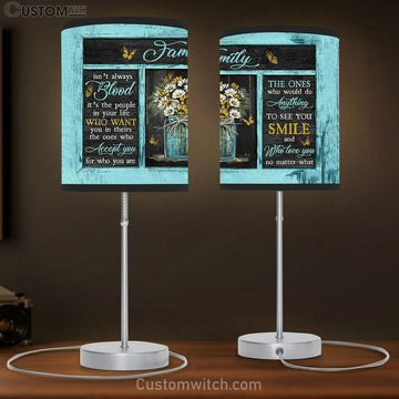Family Isn't Always Blood Flower Yellow Butterfly Large Table Lamp - Christian Lamp Gift - Bible Verse Table Lamp Art