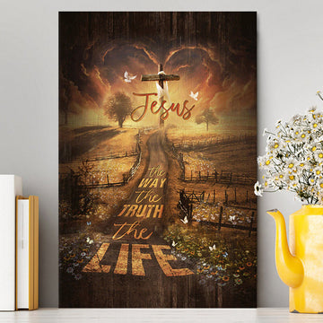 Farm Pretty Sunset Daisy Field - The Way The Truth The Life Canvas Wall Art - Christian Canvas Prints - Bible Verse Canvas Art