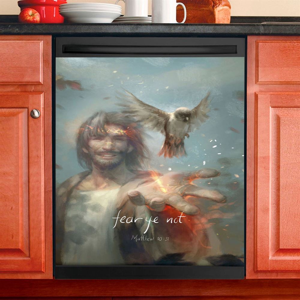 Fear Ye Not Dishwasher Cover, Jesus Christ Dishwasher Magnet Cover, Christian Kitchen Decor